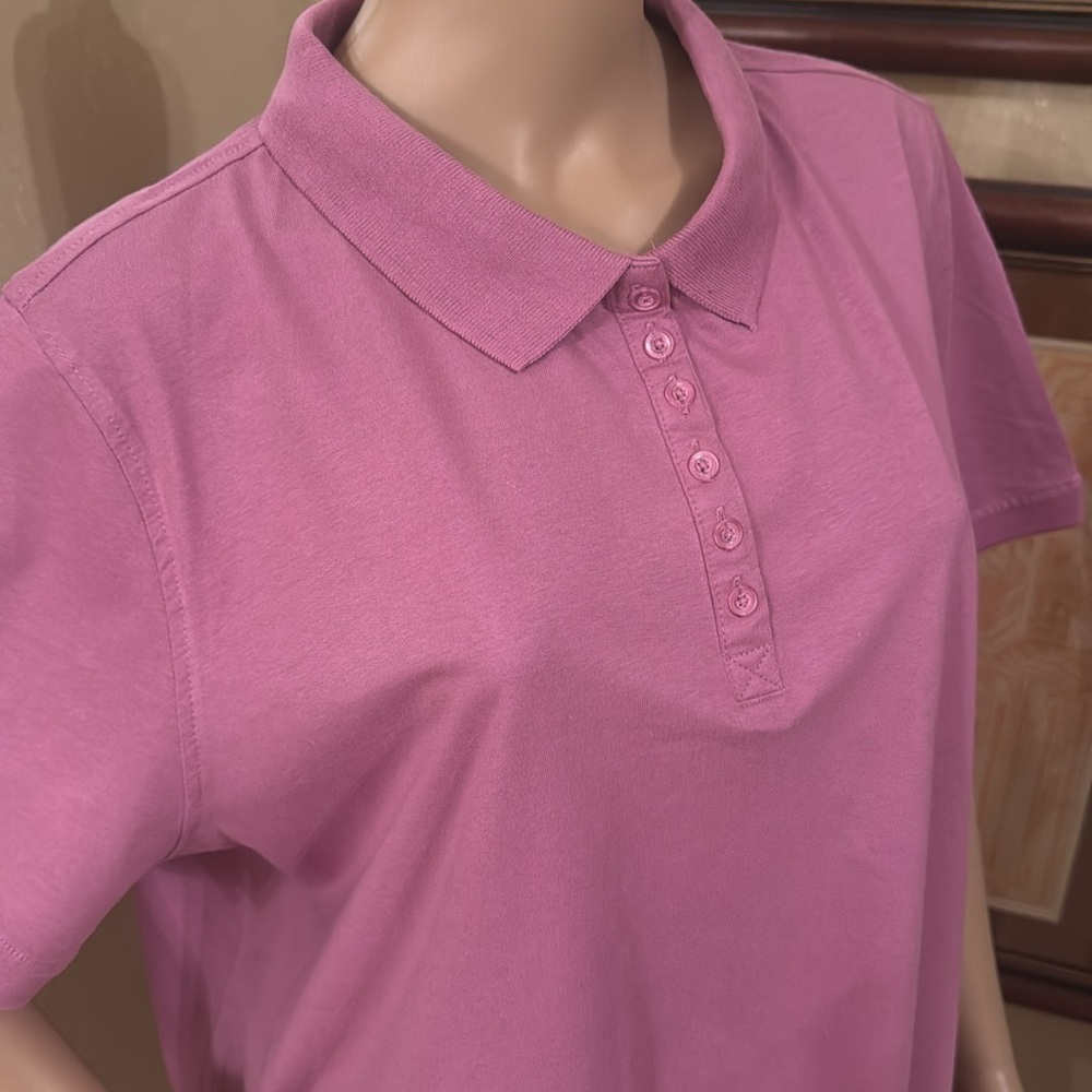Woman Within Pink Polo Shirt Tunic sz 26 28 2X - Picture 2 of 6